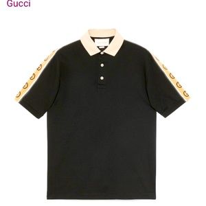 Men Gucci Polo Shirt With Interlocking G Stripe